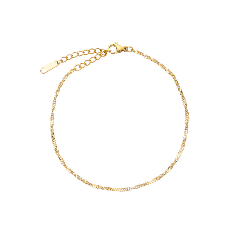 Pulseira Tornozelo em Aço Dourado