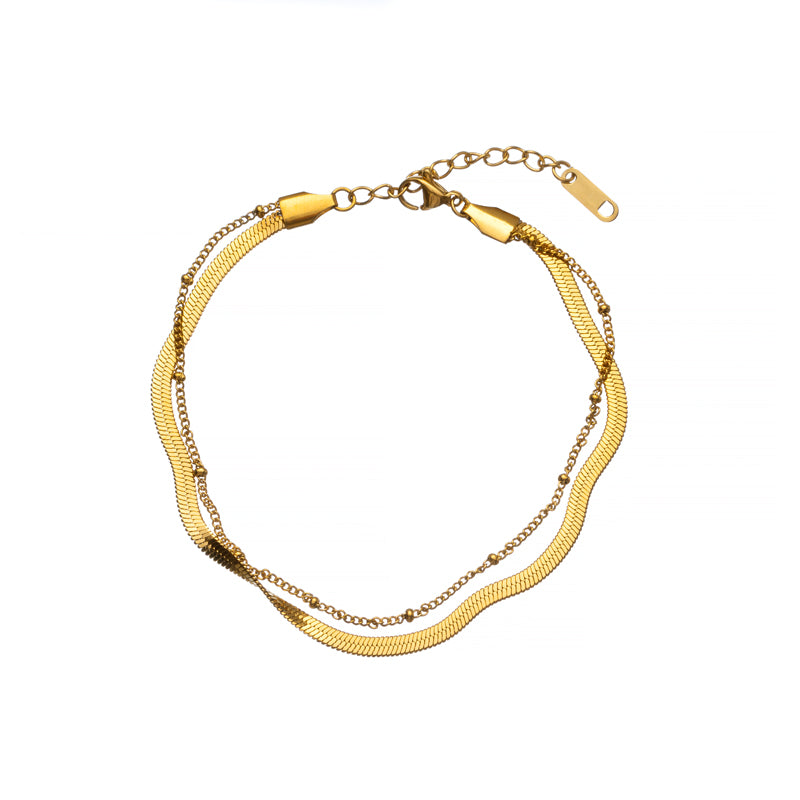 Pulseira Tornozelo em Aço Dourado